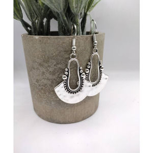 Silver Geometric Metal Boho Dangle Earrings